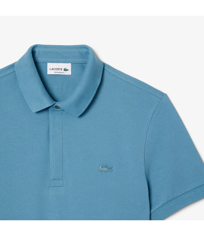 Lacoste Smart Paris, Heren Polo van Stretch Katoen Piqué, Regular Fit, IJsblauw