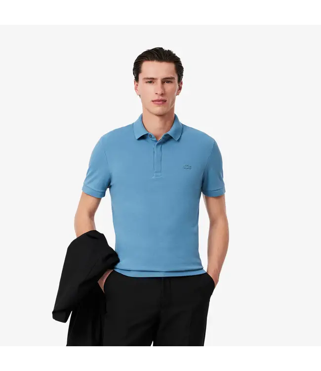 Lacoste Smart Paris, Heren Polo van Stretch Katoen Piqué, Regular Fit, IJsblauw