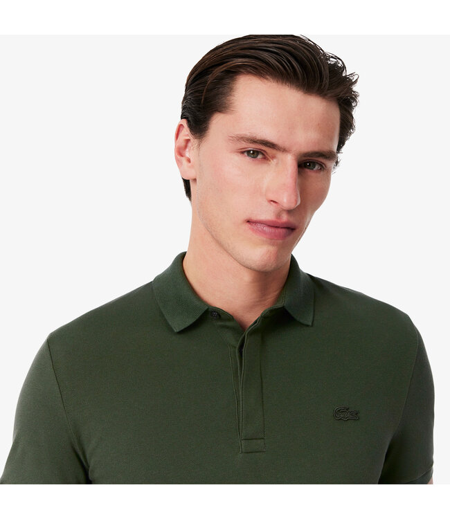 Lacoste Smart Paris, Heren Polo van Stretch Katoen Piqué, Regular Fit, Khaki Groen