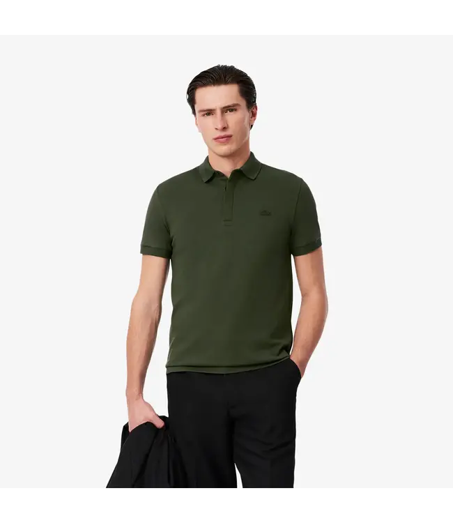 Lacoste Smart Paris, Heren Polo van Stretch Katoen Piqué, Regular Fit, Khaki Groen