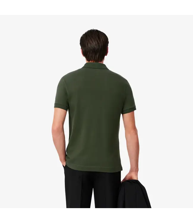Lacoste Smart Paris, Heren Polo van Stretch Katoen Piqué, Regular Fit, Khaki Groen
