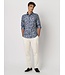 Desoto Heren, Jersey Overhemd, Lange Mouw, Kent Kraag, Denim Blauw Bloemprint
