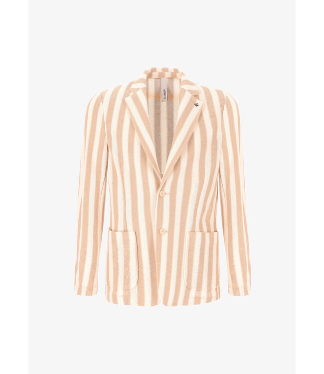 Distretto 12 Colbert, Jersey, Beige Off White Gestreept