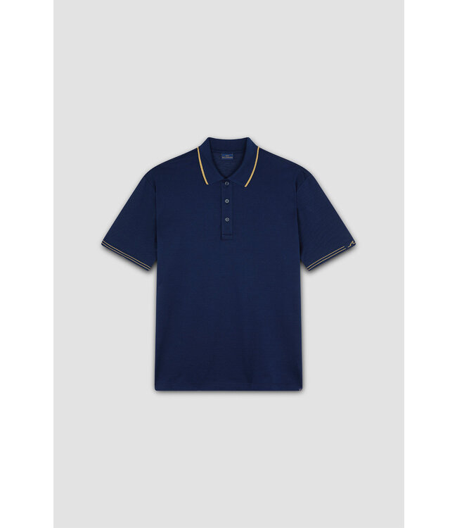Paul & Shark Polo, Korte Mouw, Pique Katoen, Donkerblauw met Goudkleurige Accenten