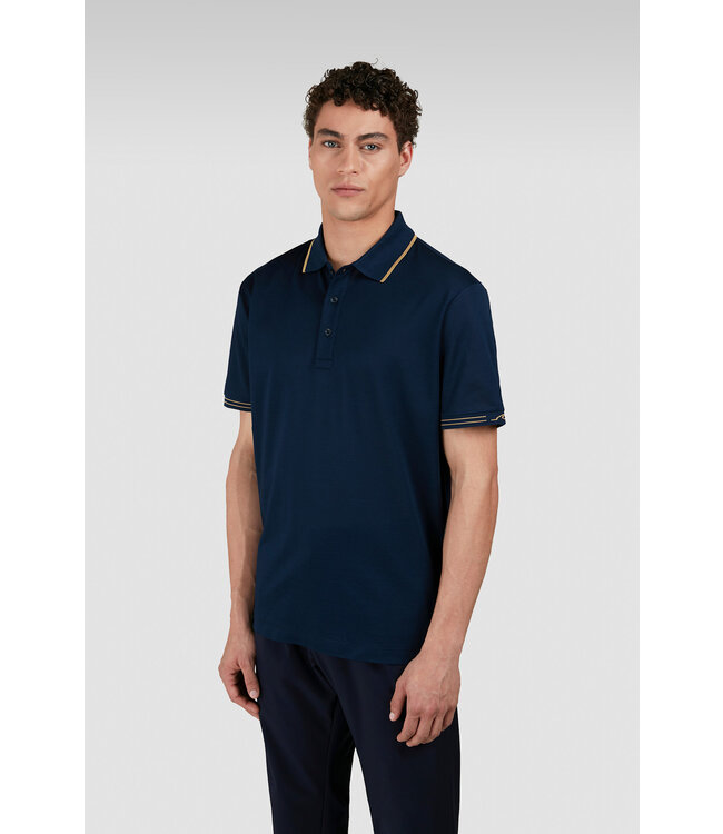 Paul & Shark Polo, Korte Mouw, Pique Katoen, Donkerblauw met Goudkleurige Accenten
