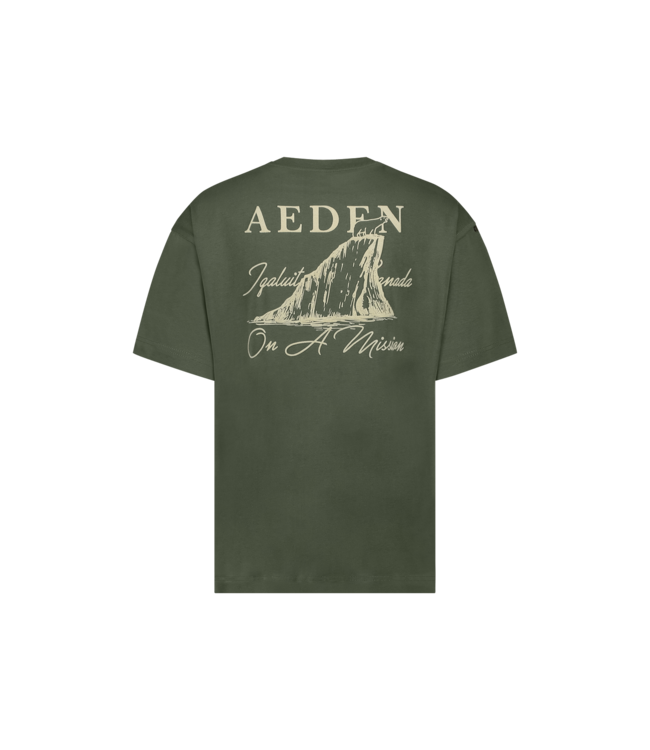 Aeden T-Shirt, Katoen, Oversized, Korte Mouw, Rugprint, Agave Groen