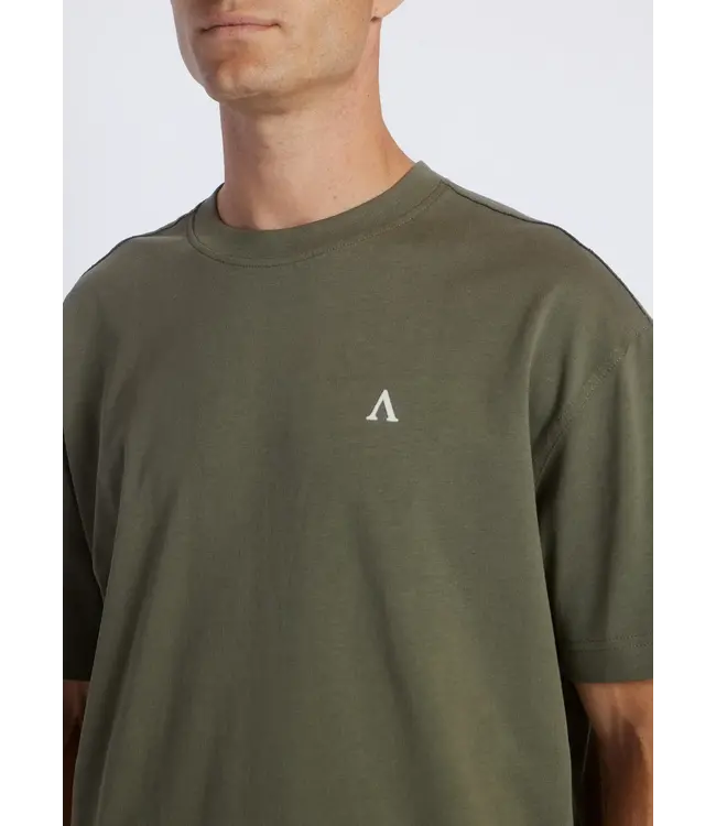 Aeden T-Shirt, Katoen, Oversized, Korte Mouw, Rugprint, Agave Groen