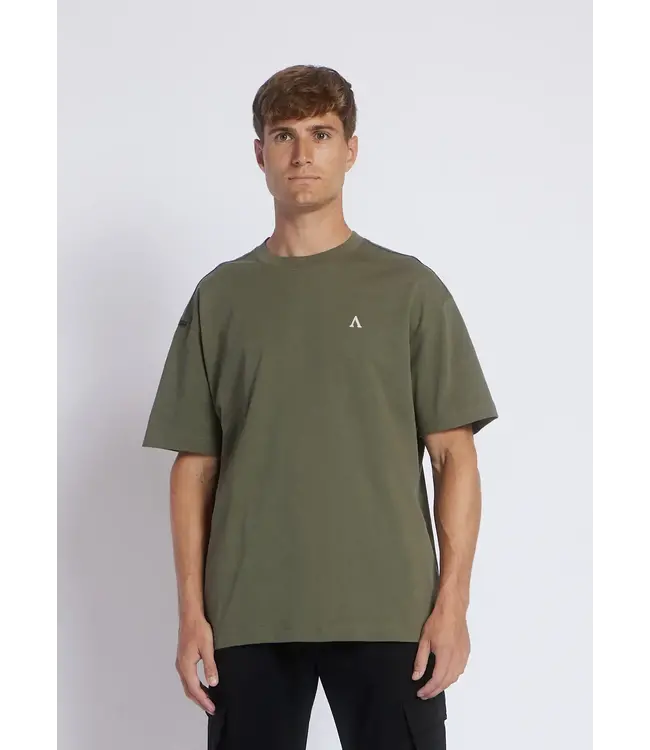 Aeden T-Shirt, Katoen, Oversized, Korte Mouw, Rugprint, Agave Groen