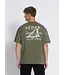 Aeden T-Shirt, Katoen, Oversized, Korte Mouw, Rugprint, Agave Groen