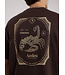 Aeden T-Shirt, Katoen, Oversized, Korte Mouw, Rugprint, Donkerbruin