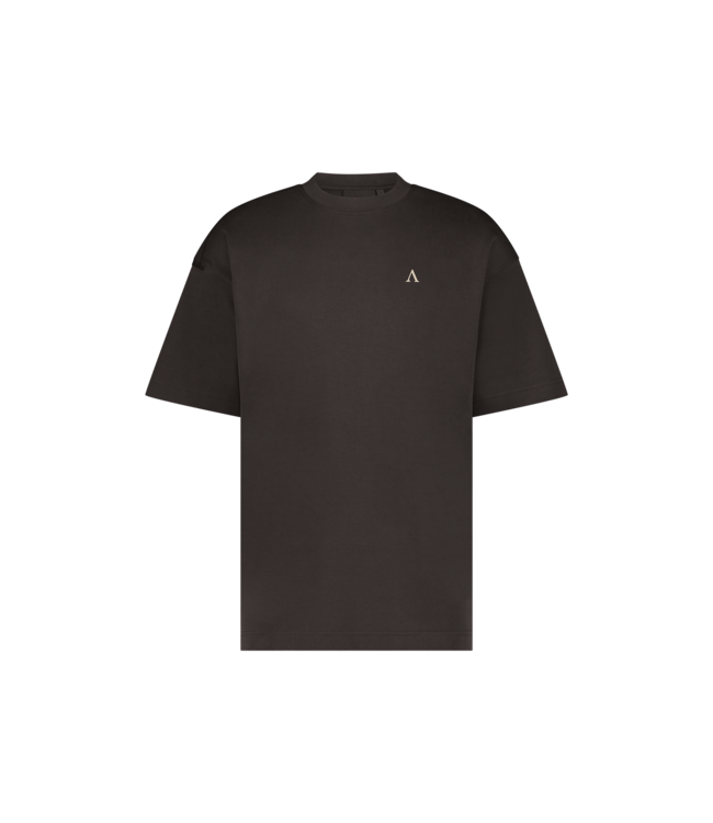 Aeden T-Shirt, Katoen, Oversized, Korte Mouw, Rugprint, Donkerbruin
