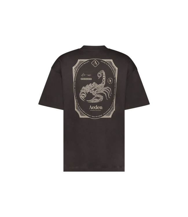 Aeden T-Shirt, Katoen, Oversized, Korte Mouw, Rugprint, Donkerbruin