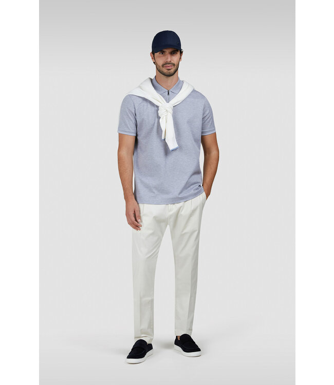 Paul & Shark Polo met Rits-Sluiting, Korte Mouw, Tone-on-Tone Dubbel Pique Katoen, Lichtgrijs