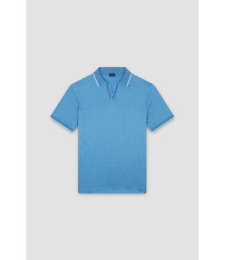 Paul & Shark Paul & Shark, Polo met Knooploze V-Kraag, Perle Jersey Katoen, Helderblauw