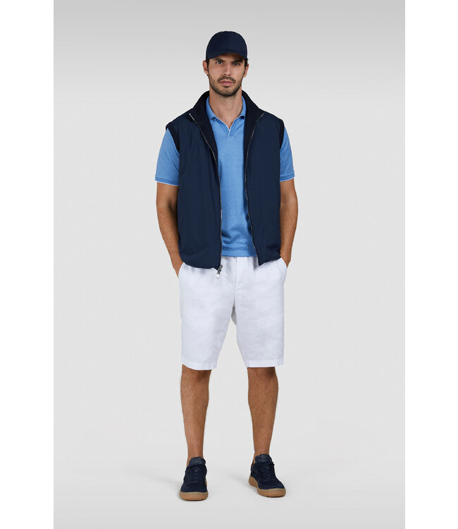 Paul & Shark Polo met Knooploze V-Kraag, Perle Jersey Katoen, Helderblauw