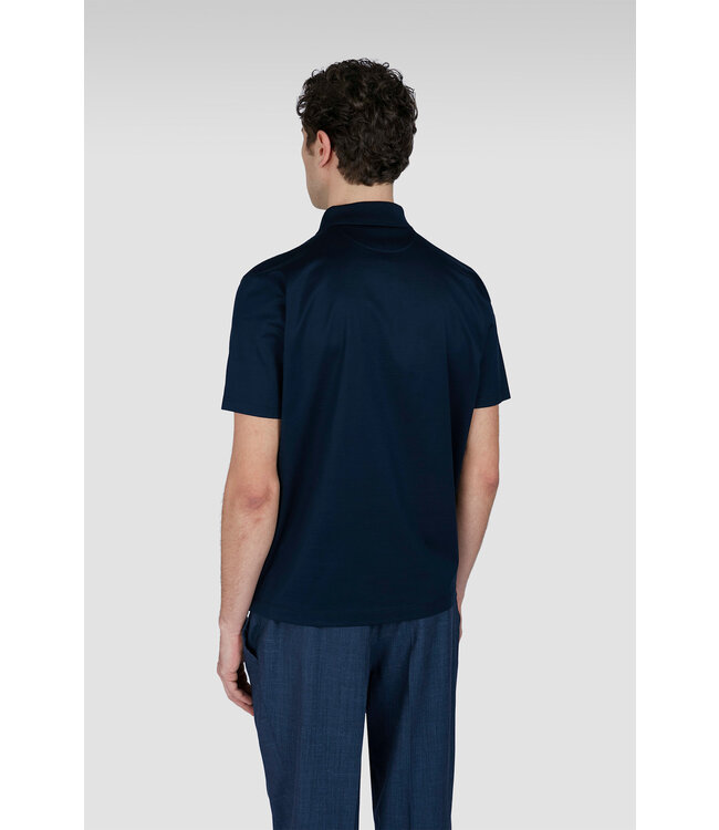 Paul & Shark Polo, Korte Mouw, Perlé Jersey Katoen, Donkerblauw