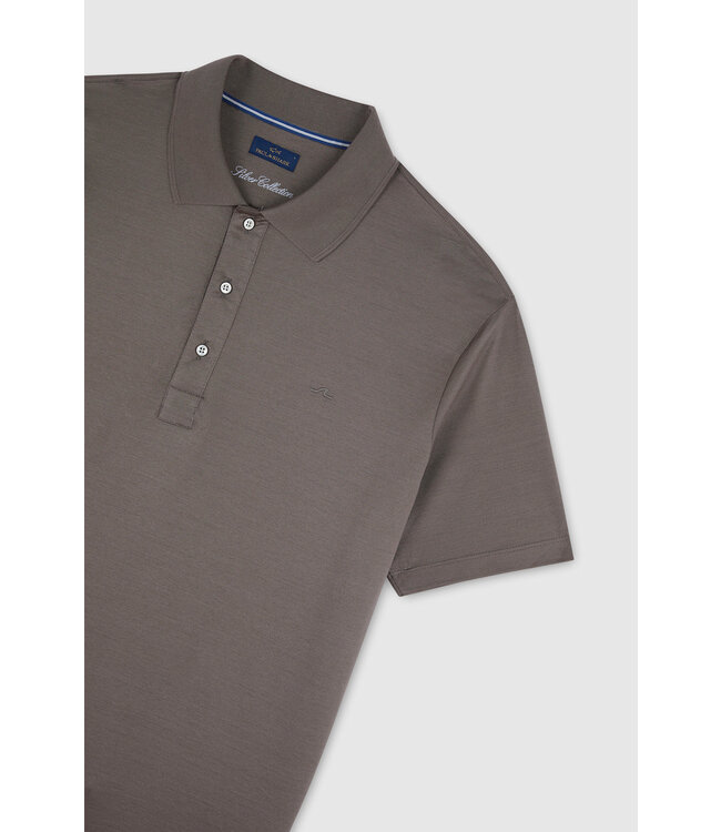 Paul & Shark Polo, Korte Mouw, Perlé Jersey Katoen, Taupe