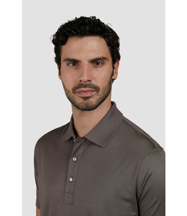 Paul & Shark Polo, Korte Mouw, Perlé Jersey Katoen, Taupe