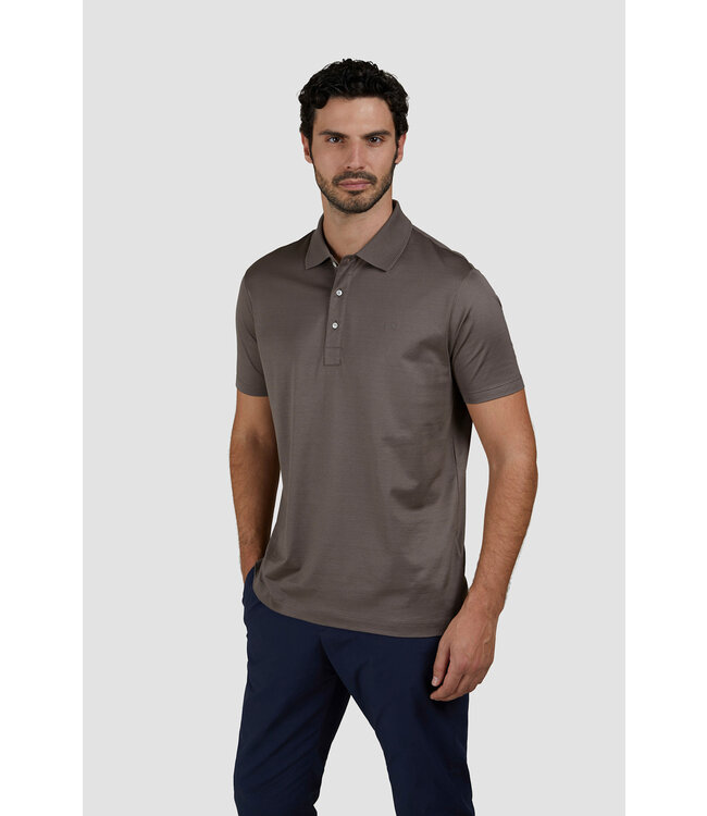 Paul & Shark Polo, Korte Mouw, Perlé Jersey Katoen, Taupe