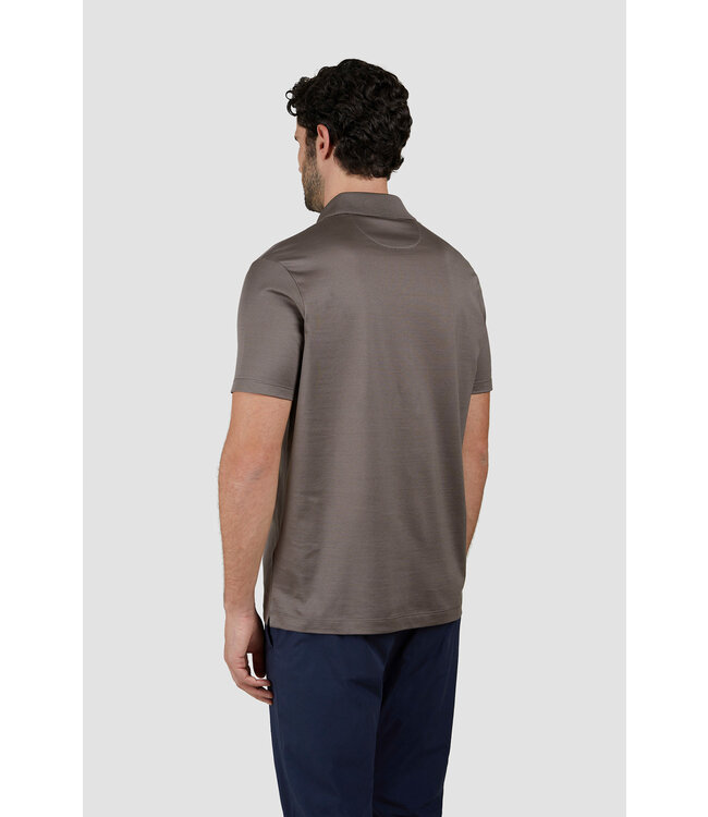 Paul & Shark Polo, Korte Mouw, Perlé Jersey Katoen, Taupe