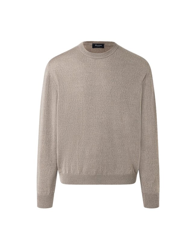 Maerz Munchen Trui, Ronde Hals, Merino Wol, Superwash, Beige Gemeleerd