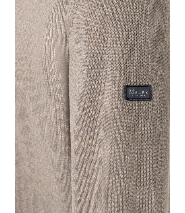 Maerz Munchen Trui, Ronde Hals, Merino Wol, Superwash, Beige Gemeleerd