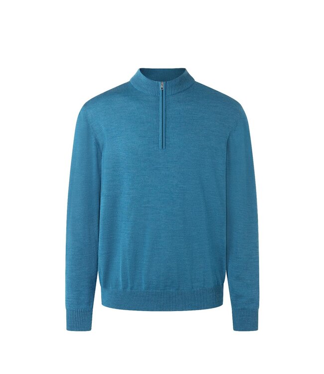 Maerz Munchen Half-Zip Trui,  Merino Wol, Helderblauw