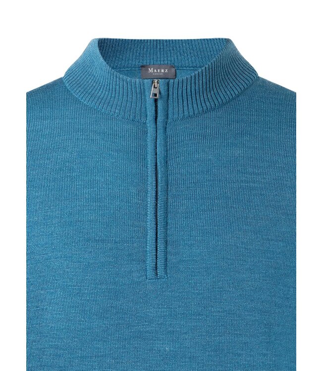 Maerz Munchen Half-Zip Trui,  Merino Wol, Helderblauw