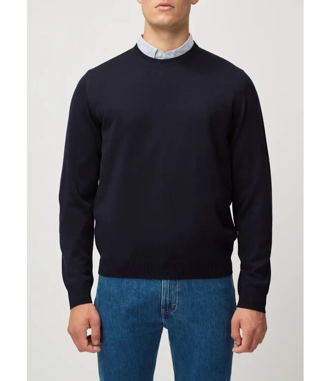 Maerz Munchen Trui, Ronde Hals, Merino Wol, Donkerblauw