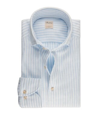 Stenstroms Stenstroms, Overhemd, Twill Katoen, Lange Mouw, Schiller Kraag, Wit, Lichtblauw Gestreept,  Fitted Body
