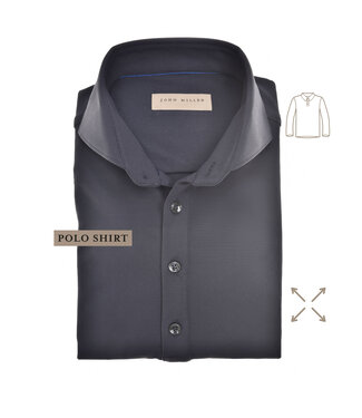 John Miller John Miller, Polo Shirt, Hyperstretch, Lange Mouw, Donkerblauw