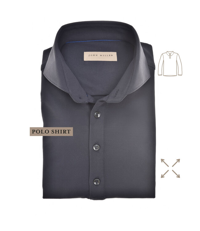John Miller Polo Shirt, Hyperstretch, Lange Mouw, Donkerblauw