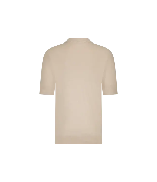 Aeden Polo, Diagonale Structuur, Gebreid, Korte Mouw, Zandkleur