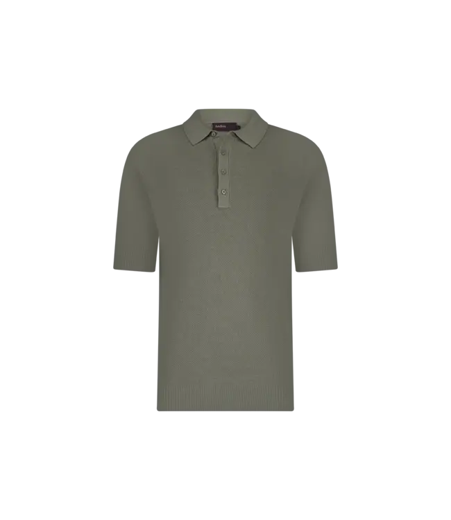 Aeden Polo, Gebreid, Korte Mouw, Grijs Groen / Vetiver