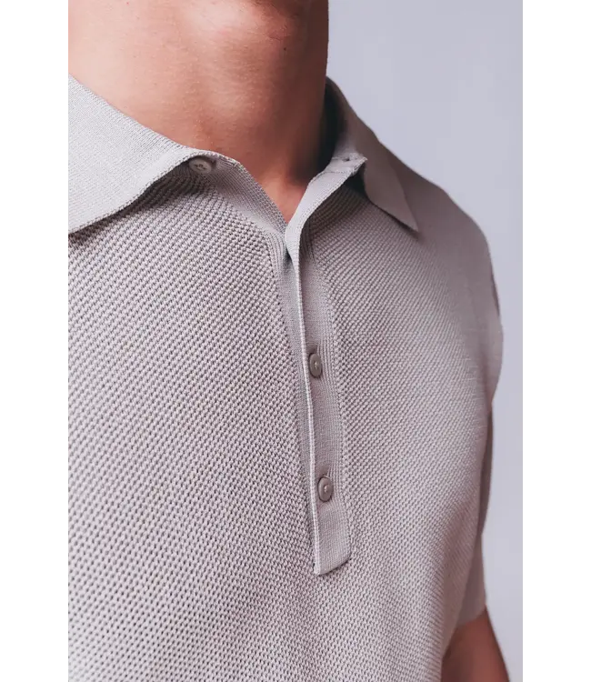 Aeden Polo, Gebreid, Korte Mouw, Taupe