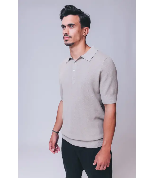 Aeden Polo, Gebreid, Korte Mouw, Taupe