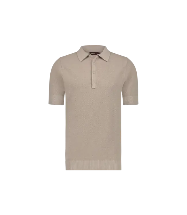 Aeden Polo, Gebreid, Korte Mouw, Taupe