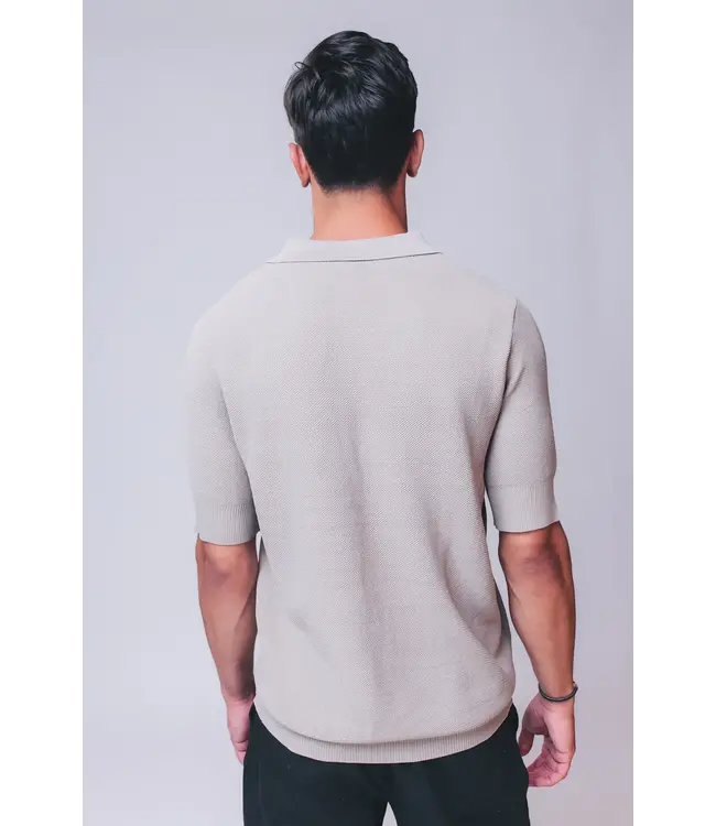 Aeden Polo, Gebreid, Korte Mouw, Taupe