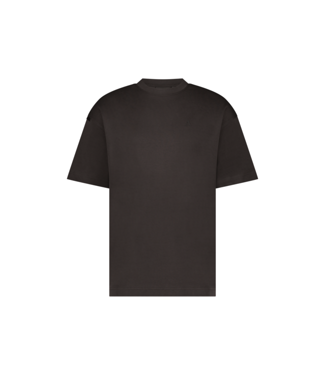Aeden T-Shirt, Katoen, Oversized, Korte Mouw, Rugprint, Donkerbruin