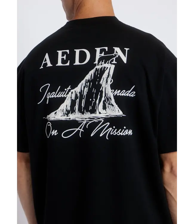 Aeden T-Shirt, Katoen, Oversized, Korte Mouw, Rugprint, Zwart