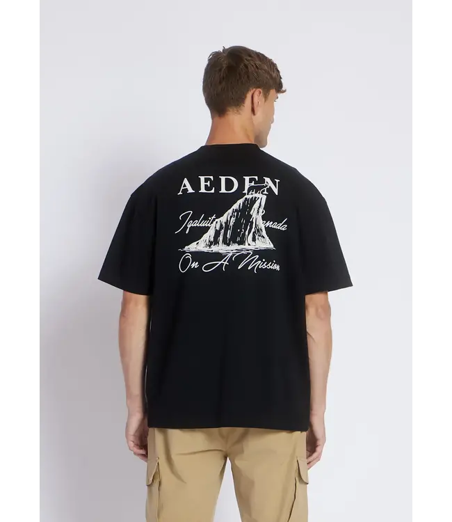 Aeden T-Shirt, Katoen, Oversized, Korte Mouw, Rugprint, Zwart