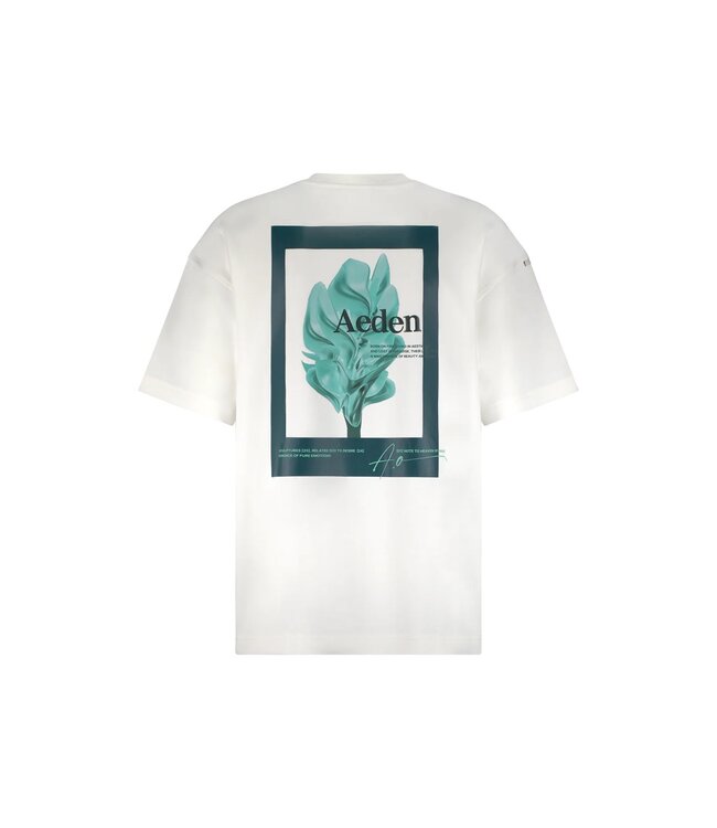 Aeden T-Shirt, Katoen, Oversized, Korte Mouw, Rugprint, Off-White