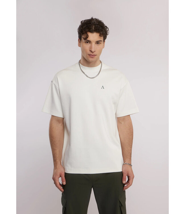 Aeden T-Shirt, Katoen, Oversized, Korte Mouw, Rugprint, Off-White