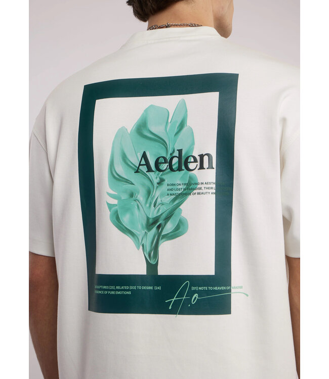 Aeden T-Shirt, Katoen, Oversized, Korte Mouw, Rugprint, Off-White