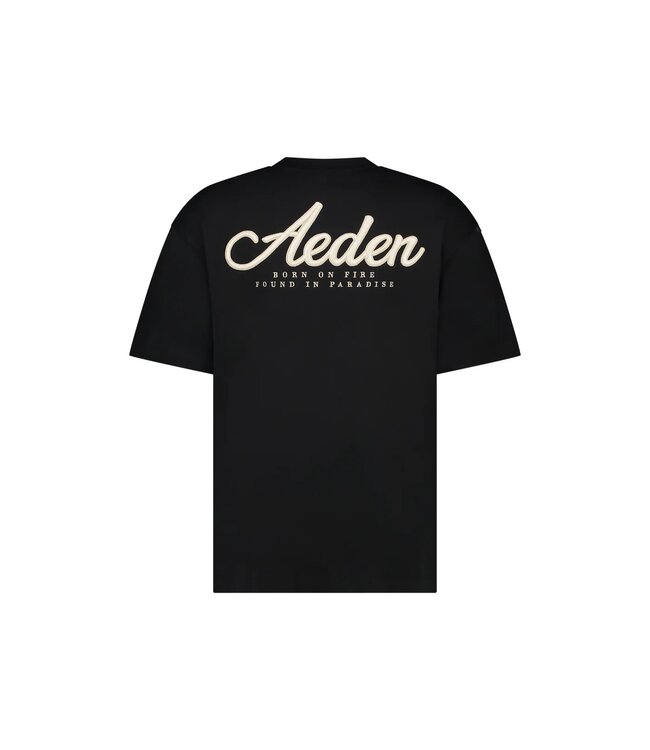 Aeden T-Shirt, Katoen, Loose Fit, Korte Mouw, Rugprint, Zwart