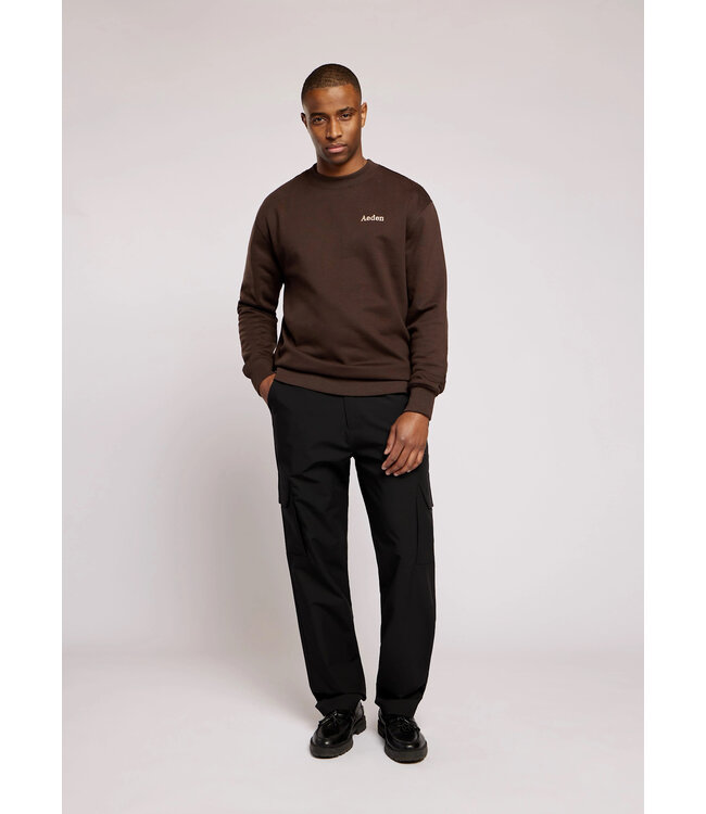 Aeden Sweater, Katoen, Oversized, Korte Mouw, Scorpion Rugprint, Donkerbruin