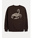 Aeden Sweater, Katoen, Oversized, Korte Mouw, Scorpion Rugprint, Donkerbruin