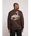 Aeden Sweater, Katoen, Oversized, Korte Mouw, Scorpion Rugprint, Donkerbruin