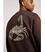Aeden Sweater, Katoen, Oversized, Korte Mouw, Scorpion Rugprint, Donkerbruin