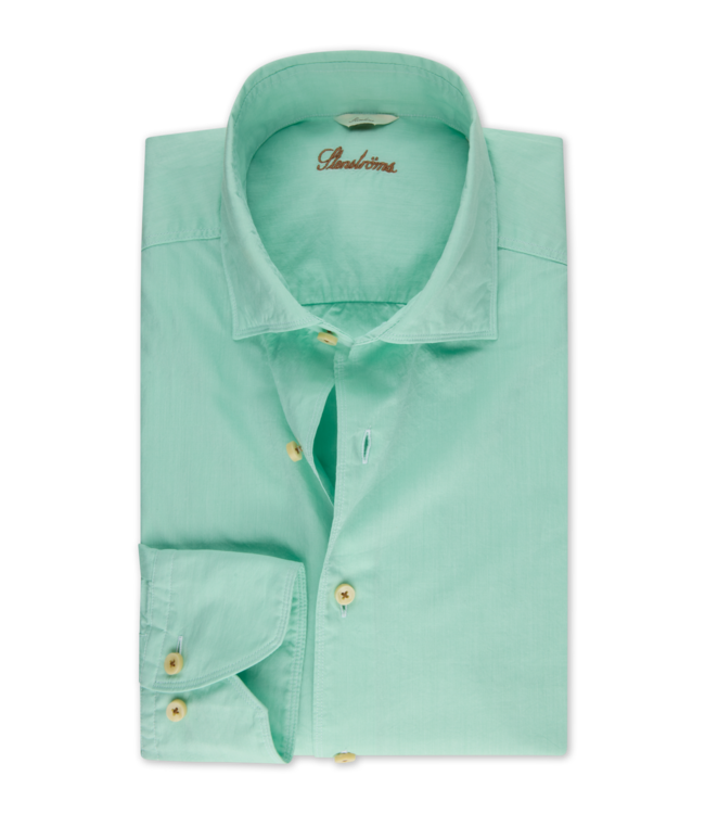 Stenstroms Overhemd, Poplin Katoen, Lange Mouw, Mintgroen, Slimline